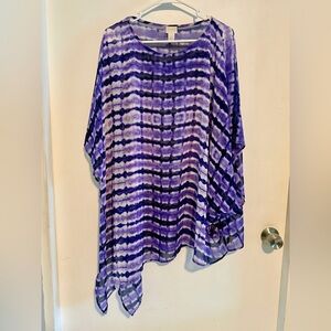 Chico's Purple and White Patterned Poncho Top